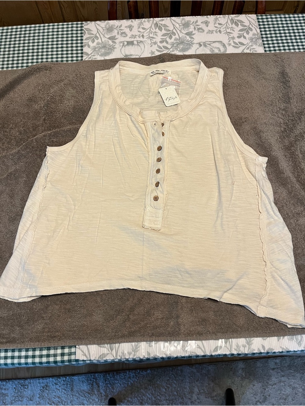Women’s Free People Light Cream Henley Tank Top